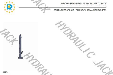 EUIPO certificate screenshot for hydraulic jack appearance design