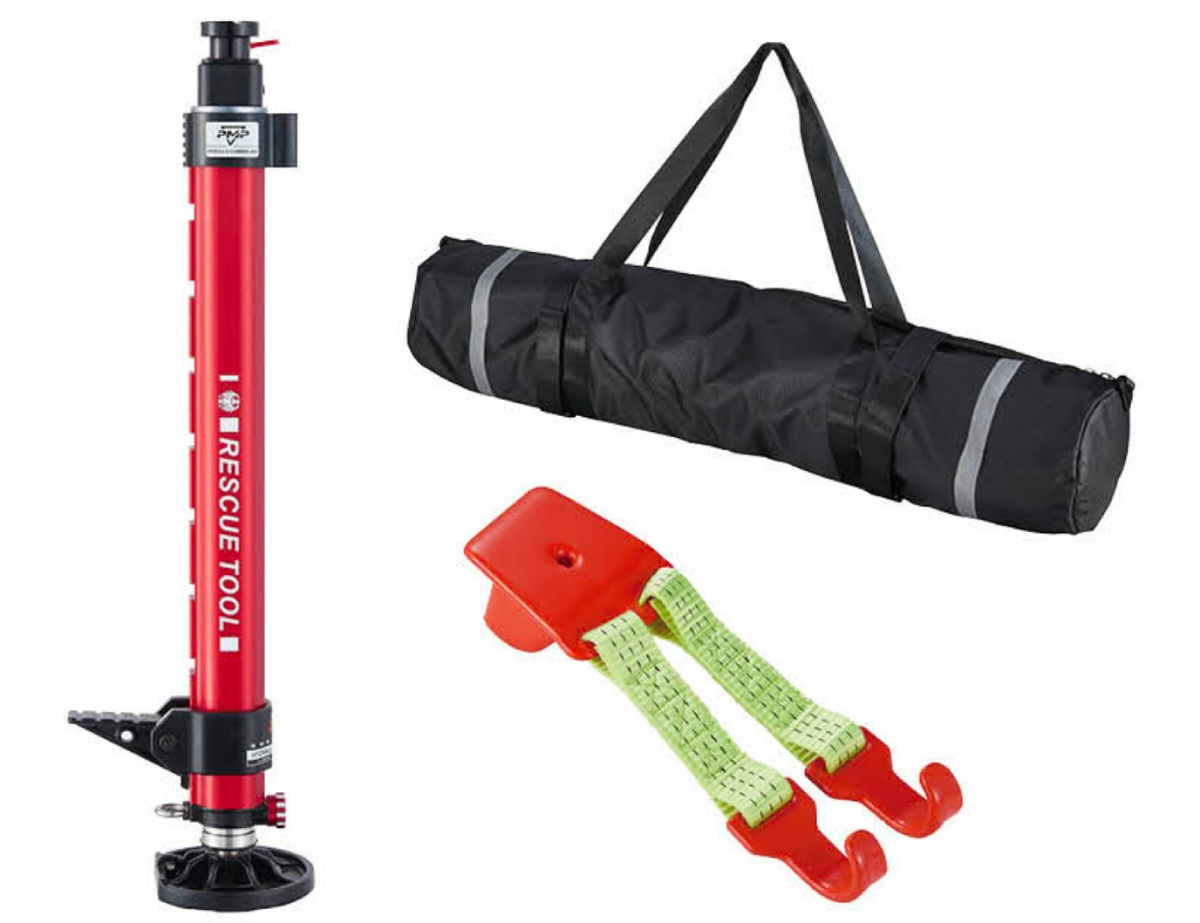 Complete External Power Farmer Jack kit with storage bag and tire hook strap