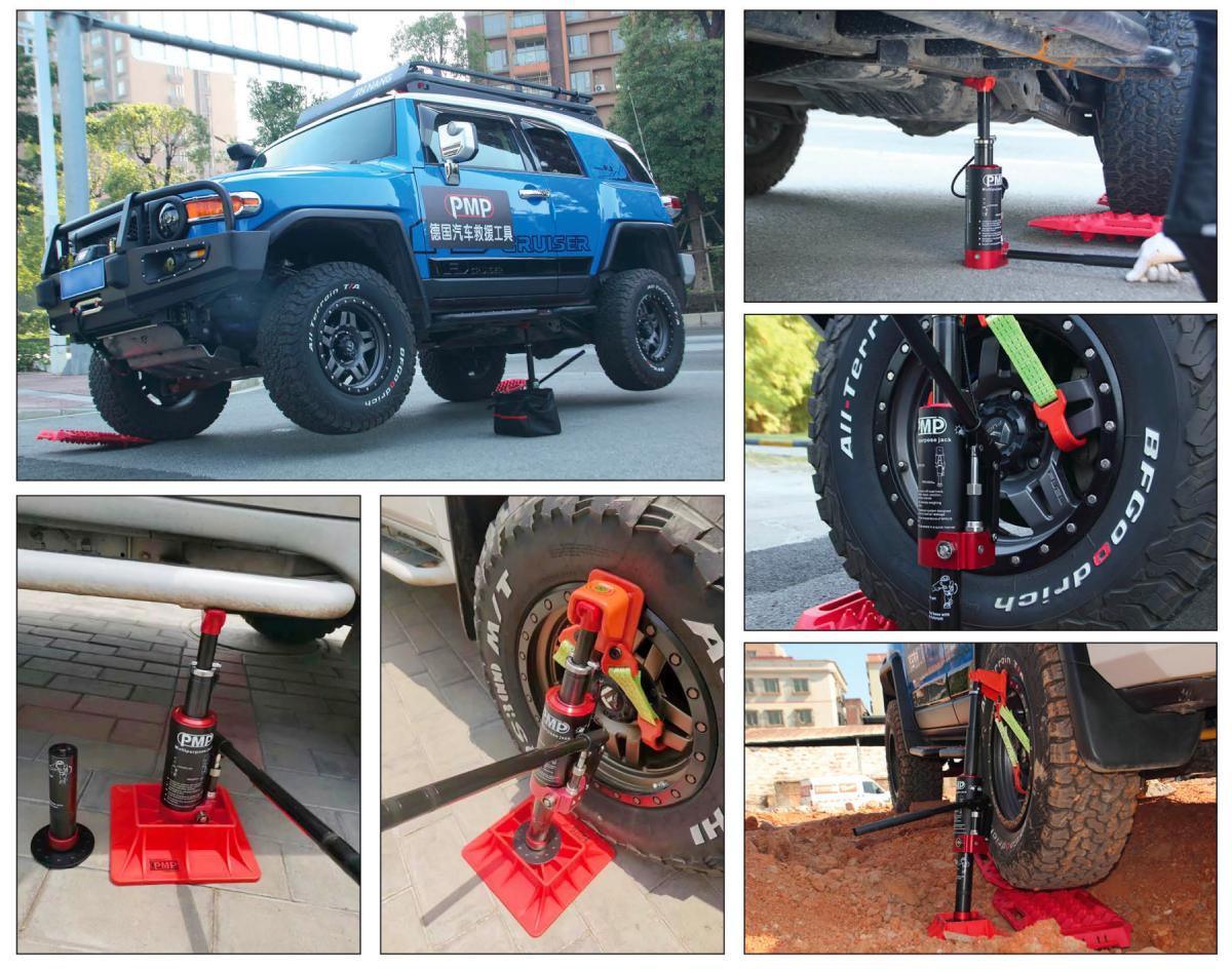 PMP multipurpose jack lifting off-road vehicle in various real-use scenarios