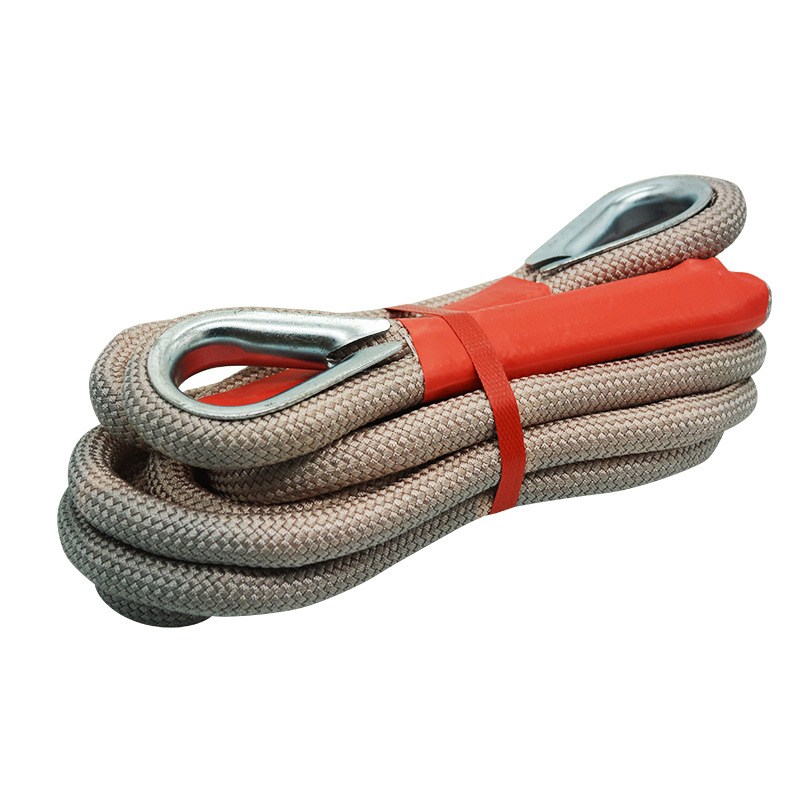 Standard 4WD Recovery Strap in beige, heavy-duty towing rope with red-protected loops