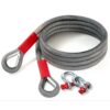 Set of Standard 4WD Recovery Straps in beige and grey, heavy-duty towing ropes with red-protected loops and metal shackles