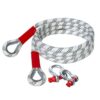 Standard 4WD Recovery Strap in white with black pattern, heavy-duty towing rope with red-protected loops and metal shackles