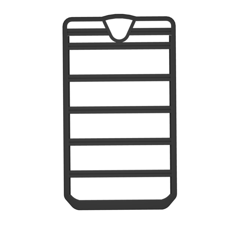 Black aluminum luggage roof rack with curved front edge design