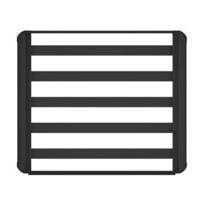 Rectangular black aluminum luggage roof rack, top view