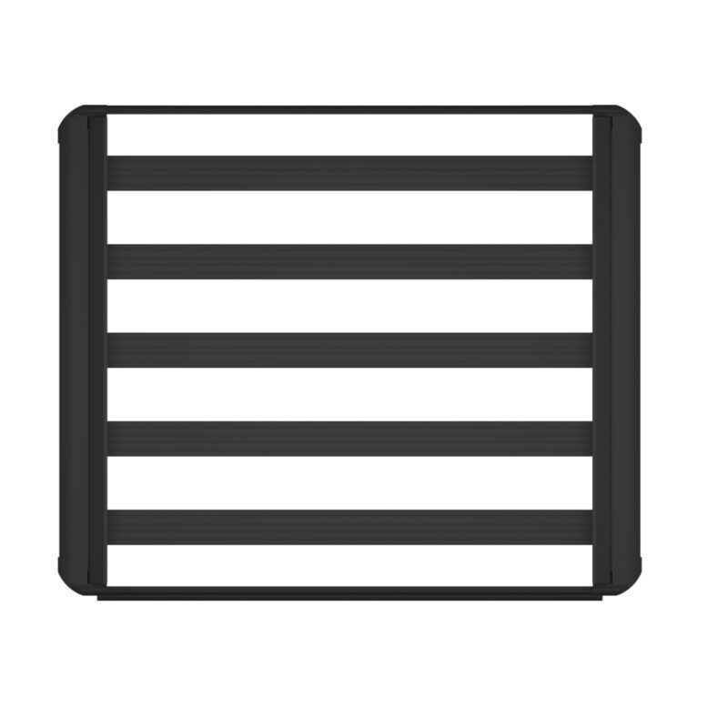 Rectangular black aluminum luggage roof rack, top view