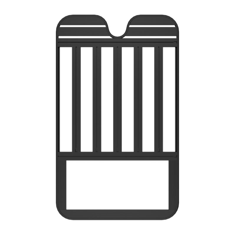 Square frame luggage roof rack in black aluminum, top view